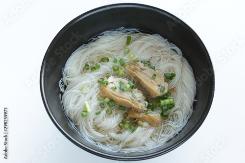 Vietnamese food, chicken and rice noodles soup 