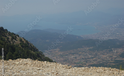 The sea and towns seen from the Babadağ mountain in Ölüdeniz, Turkey