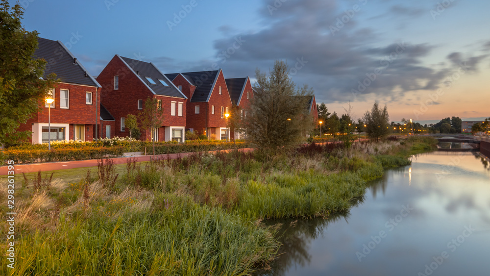 Ecological suburban street at night