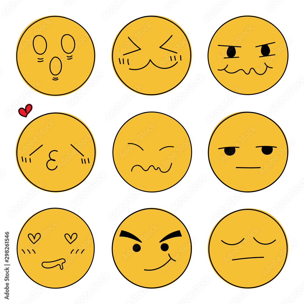 Fototapeta premium Set of hand drawn face on white background vector