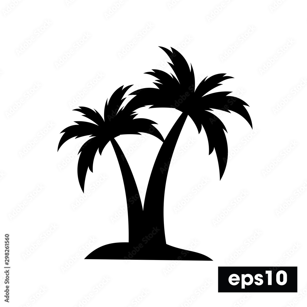 Beach Icon, Palm Tree, Vacation Vector 