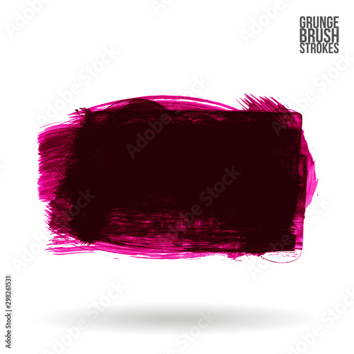 Grunge hand - painted brush stroke on a dark background. Expressive vector element for design.