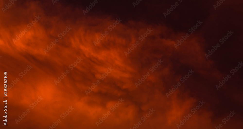 scare, dreamy red and black cloud in the sky background
