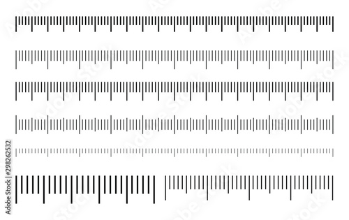 Ruler scale measure line. Measurement scale texture pattern. Vector illustration image. Isolated on white background. photo