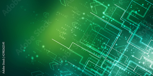 2d illustration Abstract futuristic electronic circuit technology background