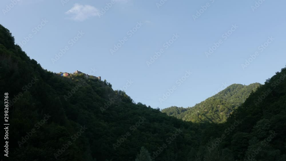Poenari Vlad Tepes Dracula citadel on top of the hill 4K video Poenari Vlad Tepes Dracula citadel on top of the hill 4K video