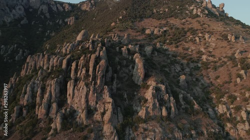 Aerial view Valley of ghosts in Crimean Peninsula photo