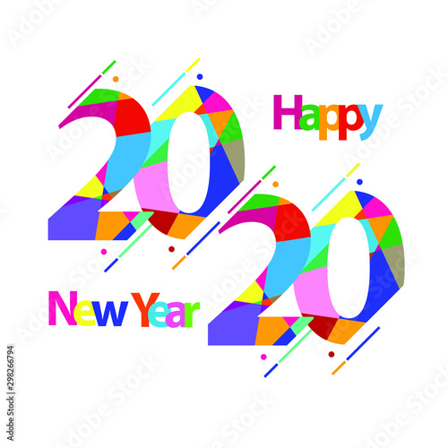 Happy new year 2020 design template. Design for calendar, greeting cards or print. Year of rat patronage