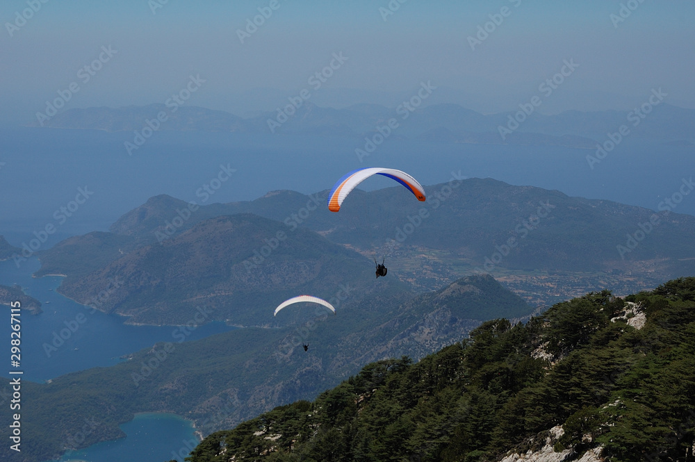 Paragliding from the Babadağ mountain in Ölüdeniz, Turkey Paragliding from the Babadağ mountain in Ölüdeniz, Turkey
