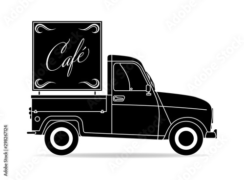 Französisches Auto Pritsche Café schwarz Silhouette