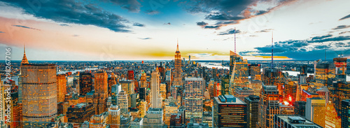 Night view of Manhattan from the skyscraper's observation deck. New York.