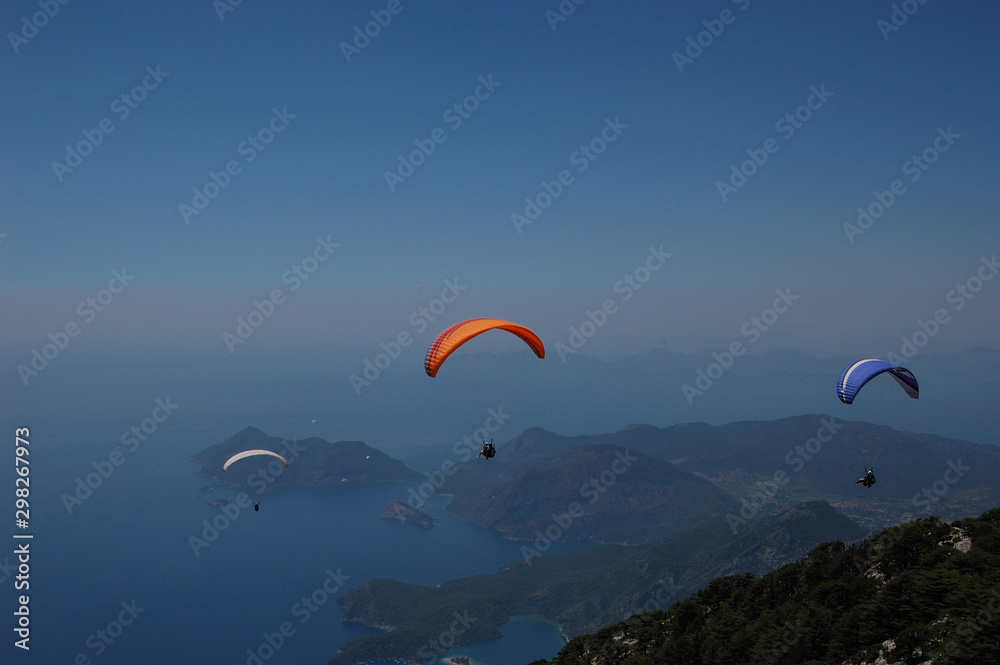 Paragliding from the Babadağ mountain in Ölüdeniz, Turkey Paragliding from the Babadağ mountain in Ölüdeniz, Turkey