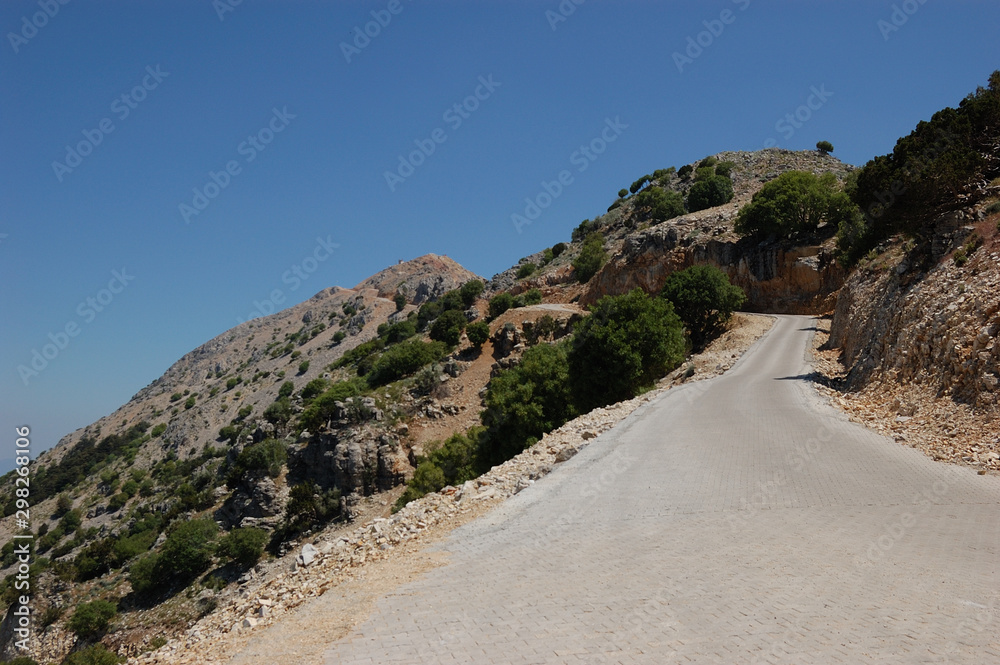 A paved road from the Babadağ mountain in Ölüdeniz, Turkey