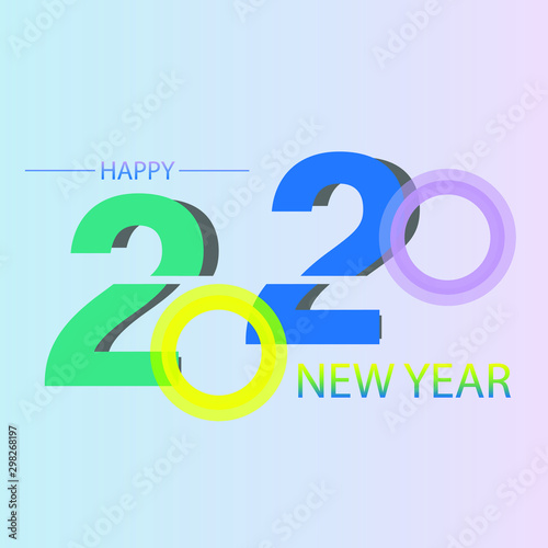 Happy new year 2020 design template. Design for calendar, greeting cards or print. Year of rat patronage