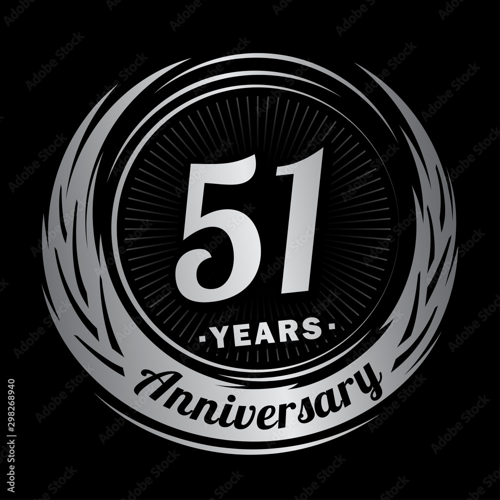 51 years anniversary. Anniversary logo design. Fifty-one years logo.