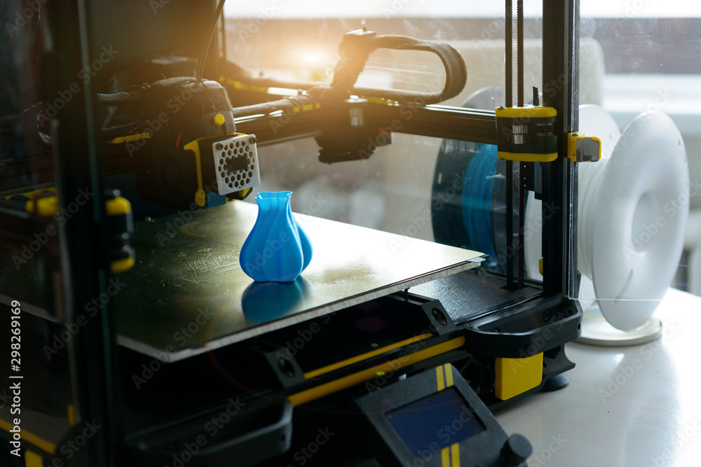 Modern 3d printer and filament - obrazy, fototapety, plakaty 