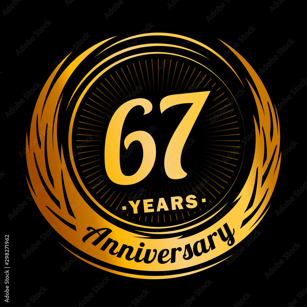 67 years anniversary. Anniversary logo design. Sixty-seven years logo.