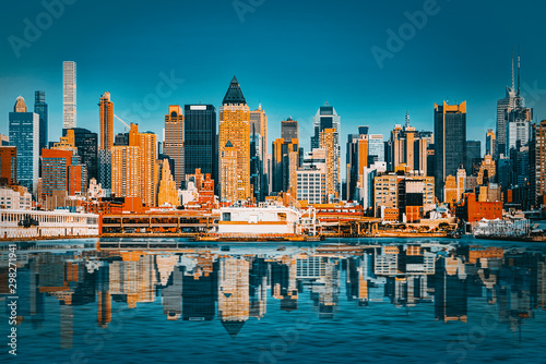 View from the water, from Hudson bay to Lower Manhattan. New York. photo