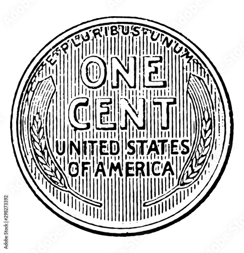 Wheat Cent vintage illustration.