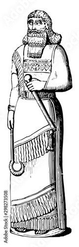 Assyrian priest vintage illustration.