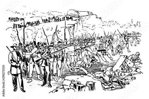 Fotografie, Tablou Battle of Chickamauga vintage illustration