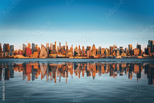 View from the water, from Hudson bay to Lower Manhattan. New York.