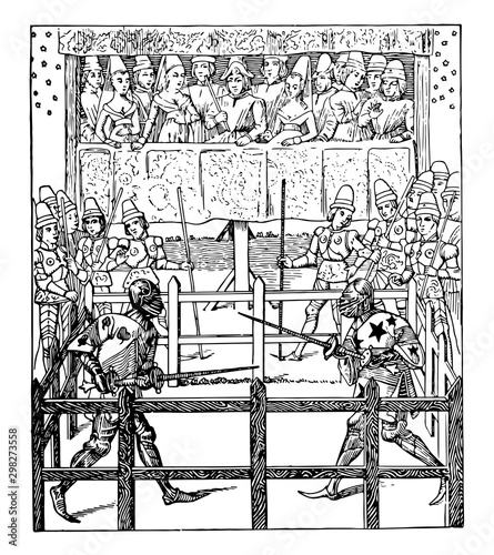 Trial by Combat vintage illustration.