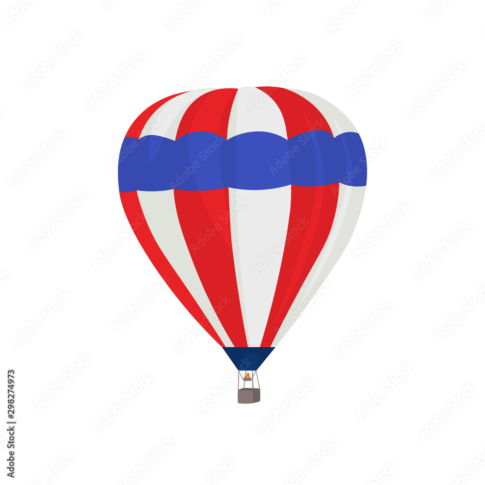 Fototapeta premium Hot air balloon with basket in white background.