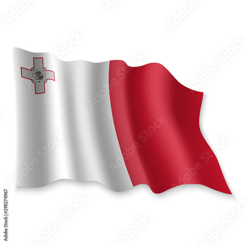 3D Waving Flag. Vector illustration