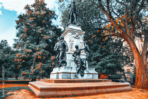 Washington, USA, Lafayette Square and Major General Marquis Gilbert de Lafayette monument. photo