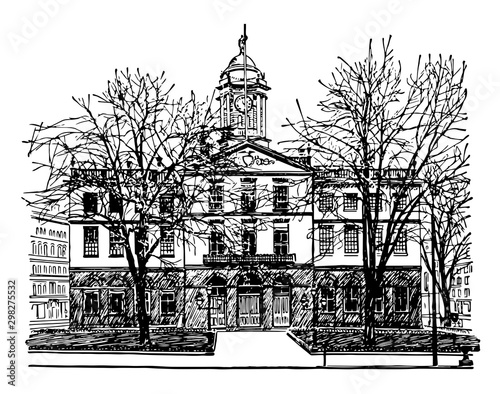 Old State House vintage illustration