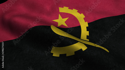 Angola flag with visible wrinkles and realistic fabric.