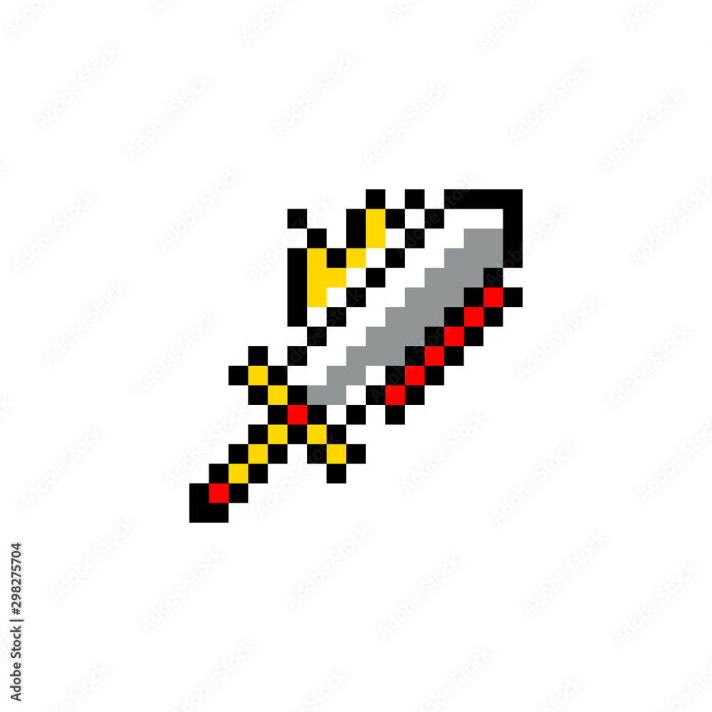 Pixel art, game item, icon and objects for the design. Vector illustration. Fantasy world. Old game console.