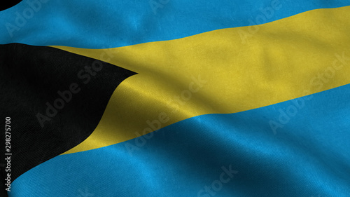 Bahamas flag with visible wrinkles and realistic fabric.