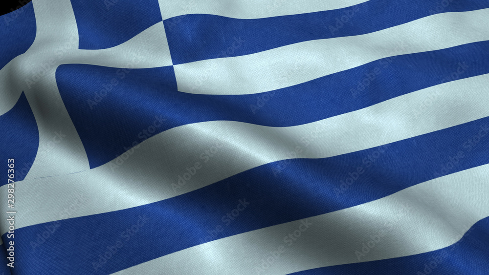 Greece flag with visible wrinkles and realistic fabric. Greece flag with visible wrinkles and realistic fabric.