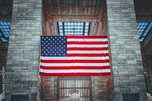 American Flag in Grand Central Terminal- railroad terminal in New York City. photo