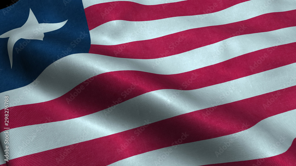 Fototapeta premium Liberia flag with visible wrinkles and realistic fabric.