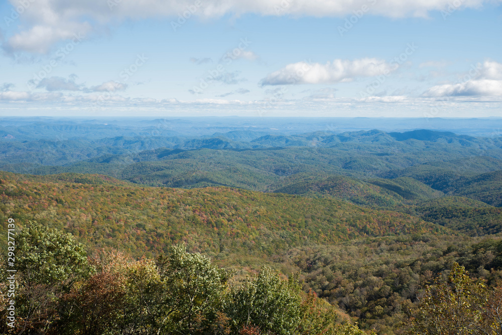 Fall Colors Show - Blue ridge Parkway North Carolina - Drive Through