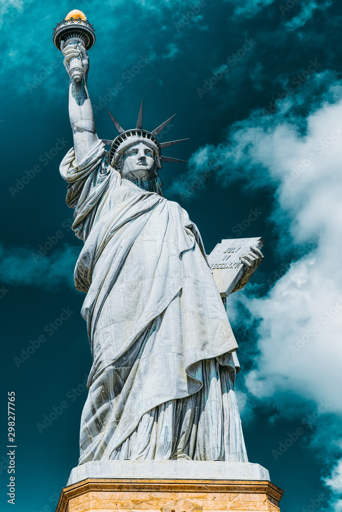 Fototapeta premium Statue of Liberty (Liberty Enlightening the world) near New York. Close-up. USA.
