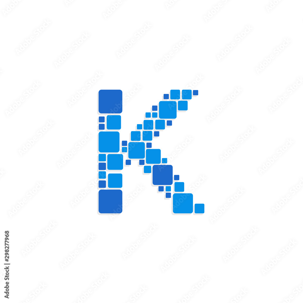 Vector Logo Letter Blue Blocks Cubes K