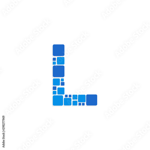 Vector Logo Letter Blue Blocks Cubes L