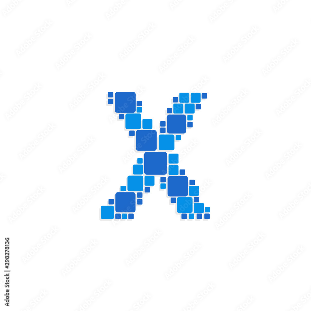 Vector Logo Letter Blue Blocks Cubes X Vector Logo Letter Blue Blocks Cubes X