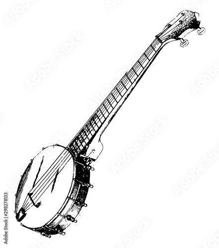 Rendered View of a Banjo, vintage illustration.