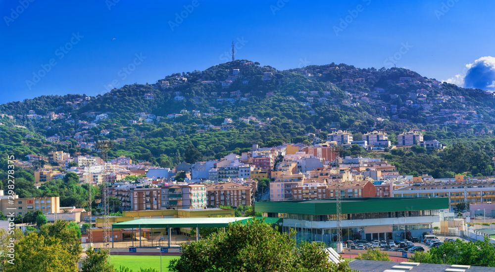 Spanish city on the hills at summer. Lloret de mar, Spain