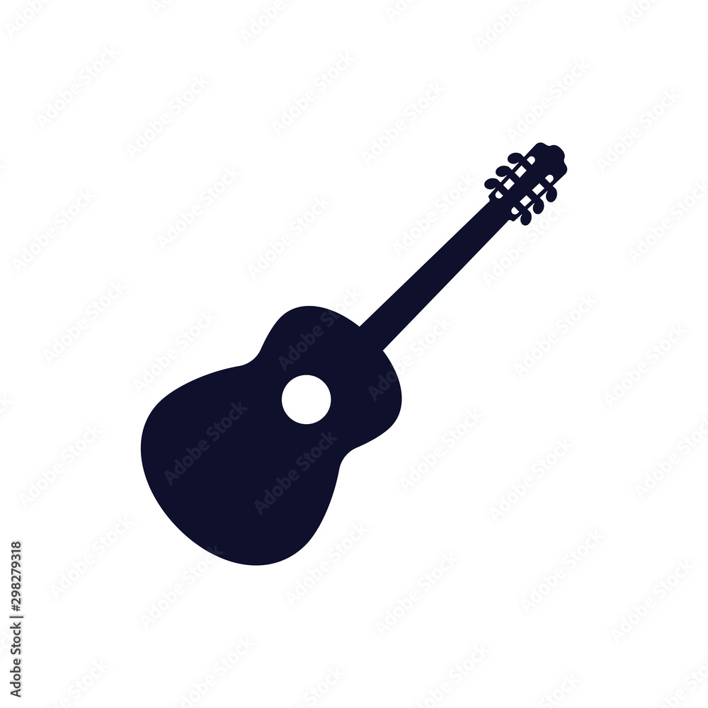 Classical Guitar Silhouette. Vector Illustration Of Hand Drawn Acoustic Guitar Silhouette Classical Guitar Silhouette. Vector Illustration Of Hand Drawn Acoustic Guitar Silhouette