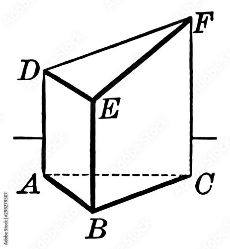 Truncated Right Triangular Prism for Volume vintage illustration.