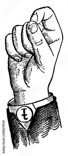 Round Front Primary Low Vowel, vintage illustration.
