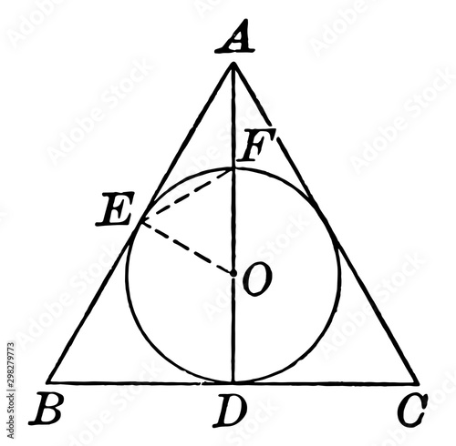 Circle With Various Chords And Tangents vintage illustration.