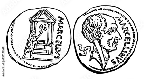 Marcellus Coins vintage illustration.