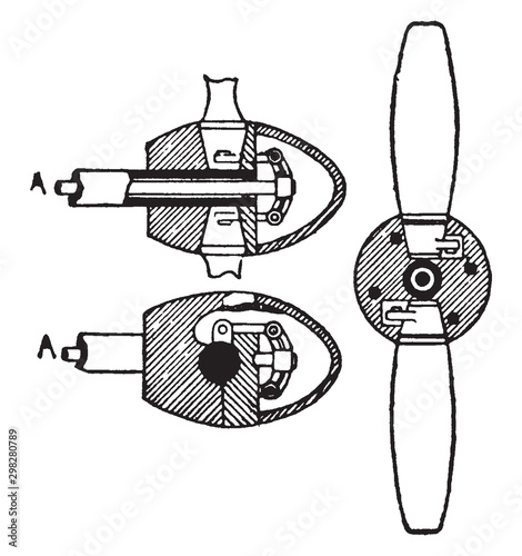 Reversible propeller, vintage illustration.